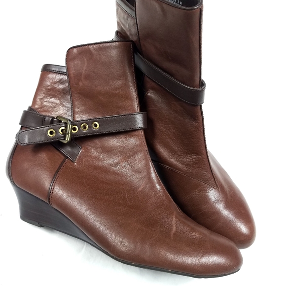 Rockport Alika Wedge Leather Wrap Buckle Boots - Picture 3 of 7